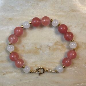 Handmade Elegant Pink and White Beaded Bracelet